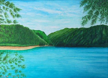 利辛在墙绘中，如何绘画绿水青山？